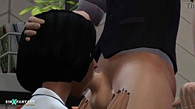 asian alice spencer-kim in sims 4 game gets anal assfucking and cumshot