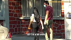 Tiny bubble butt teen can't stop with massive partner