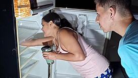 Late Night Fridge Buyer Assfucks Brunette Amateur