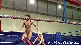 euro lezzies wrestling hard and licking wet pussies all over the mat