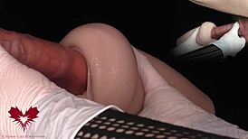 Mistress in White Latex Gloves Commands Ejaculation into Tomax Venus Real Onahole