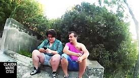 Couple Fucks Fat Pussy in Public Ditch