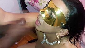 Chris slutty savors big black cock in front of tame cuckold at mansion