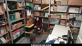 Hot sneaky thief gets humiliated for stealing in the shop.