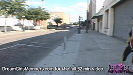 Wild goth girl strips nude, exposing shaved pussy and big tits in public