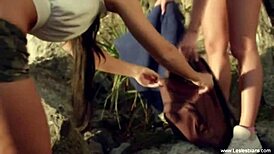 Wow, brunette cougar fingers her pussy with toys for that arousing lesbian pleasure!