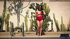 Sexy Teen 18+ Jane Wilde Strips for Playboy, Revealing Big Butt and Hairy Pussy