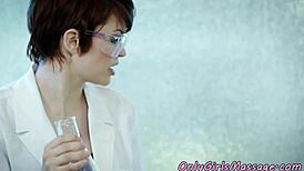 scientist babe gets oral pleasure and massage during fantasy session