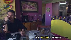 Let's Fuck This Big-Tits Ebony Babe Outdoors by the Pool!