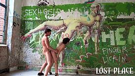 under the rain, jason steel pushes stacy bloom hard outdoors