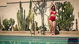 Sexy Teen 18+ Jane Wilde Strips for Playboy, Revealing Big Butt and Hairy Pussy