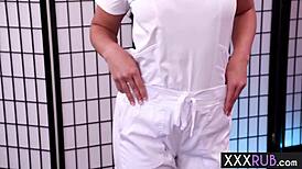 Horny Big Tits Milf Queenie Sateen Relaxes Big Cock Client with Blowjob and Tit Job