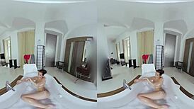 soaped up brunette girlfriend in czech vr