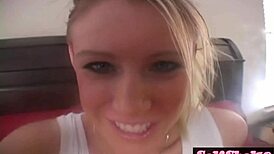 Footjob teen 18+ teases with dildo in panties