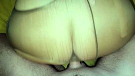 he tore her nylon stockings to fuck her chubby mother-in-law pussy in bedroom 😏
