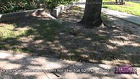 public flashing and pussy play with big tit sophomore