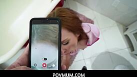 Redhead Milf Stepmother Sophia Locke Sucks Big Cock In POV Video