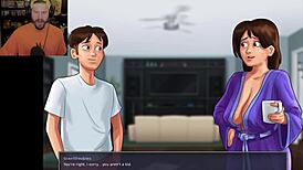 in summertime saga, netflix and chill turns into big cock masturbation and pussy play at home