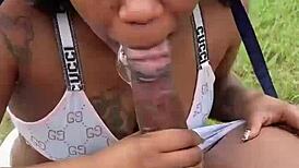 Girl Needs Some Pocket Change For Sloppy Blowjob On Big Black Cock!