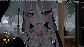 Emotional vampire girl in VRChat chooses you as her submissive pet, leading to intense orgasm