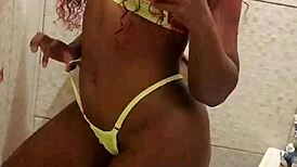 latina in lingerie shows natural tits at outdoor party