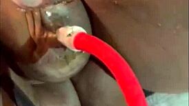 Pussy Pump Leads to Squirting Orgasm with Labia Spread Wide