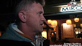 German blonde tattooed fitness teen picked up for real street sex