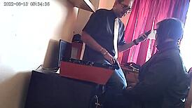 Damn! Watch this CCTV catch a secretary deepthroating the boss’s cock right at work.