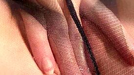 Homemade Teen Masturbates Wet Pussy In Pantyhose Close-Up