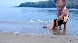 amateur couple gets naughty with public sex on sunny beach