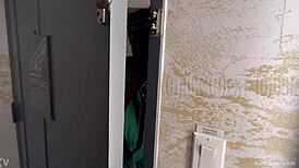 I stroke my dick next door late at night.