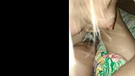 Little 18+ Sister Teases Blonde Natural Tits Until Cum Covers Her Chest