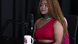 Black Duquesa in sheer red lingerie