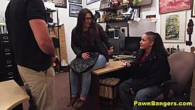 slut caught stealing at shop sucks and fucks owner under desk to escape