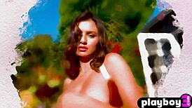 gorgeous big tits teen model subtly poses outdoor, undresses to expose body