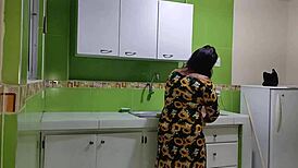 Comforting my sad stepmother leads to passionate kitchen fucking.