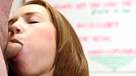 I flirty honey gets sperm shot on her face swallowing all the load...