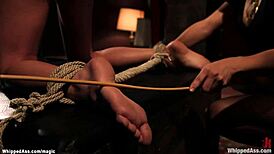 Mistress CANES hard and FUCKS bound redhead in kinky session