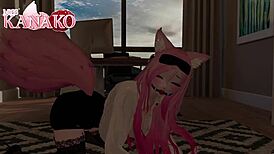 Pet play and squirting cartoon teacher and cosplay student