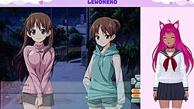 Vtuber engages in solo masturbation while playing Go Go Nippon game, reaching orgasm with vibrator.