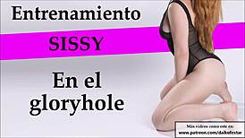 Joi sissy trains hard at the gloryhole with daring moves. Her skills shine through every moment.