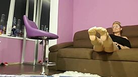 worship my nylon feet, blonde femdom commands