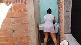 Stepsister bathes at home, asks for help, ends with big ass fucking.