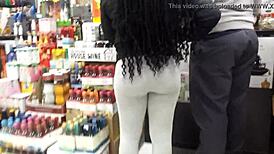 ebony shorty buying booze in baltimore store on hidden camera