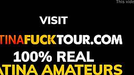 Busty latina amateur licks and sucks huge dick devotedly