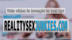 A real teen 18+ pornstar gets banged hard by a long black monster cock in group scene