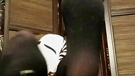 Oh wow, this horny solo performer indulges in kinky stocking fetish from POV!