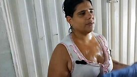 Stepsister bathes at home, asks for help, ends with big ass fucking.