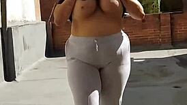 Sammy Owens relaxes by sunbathing on the webcam