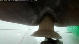 Jerking off with a dildo in the shower!